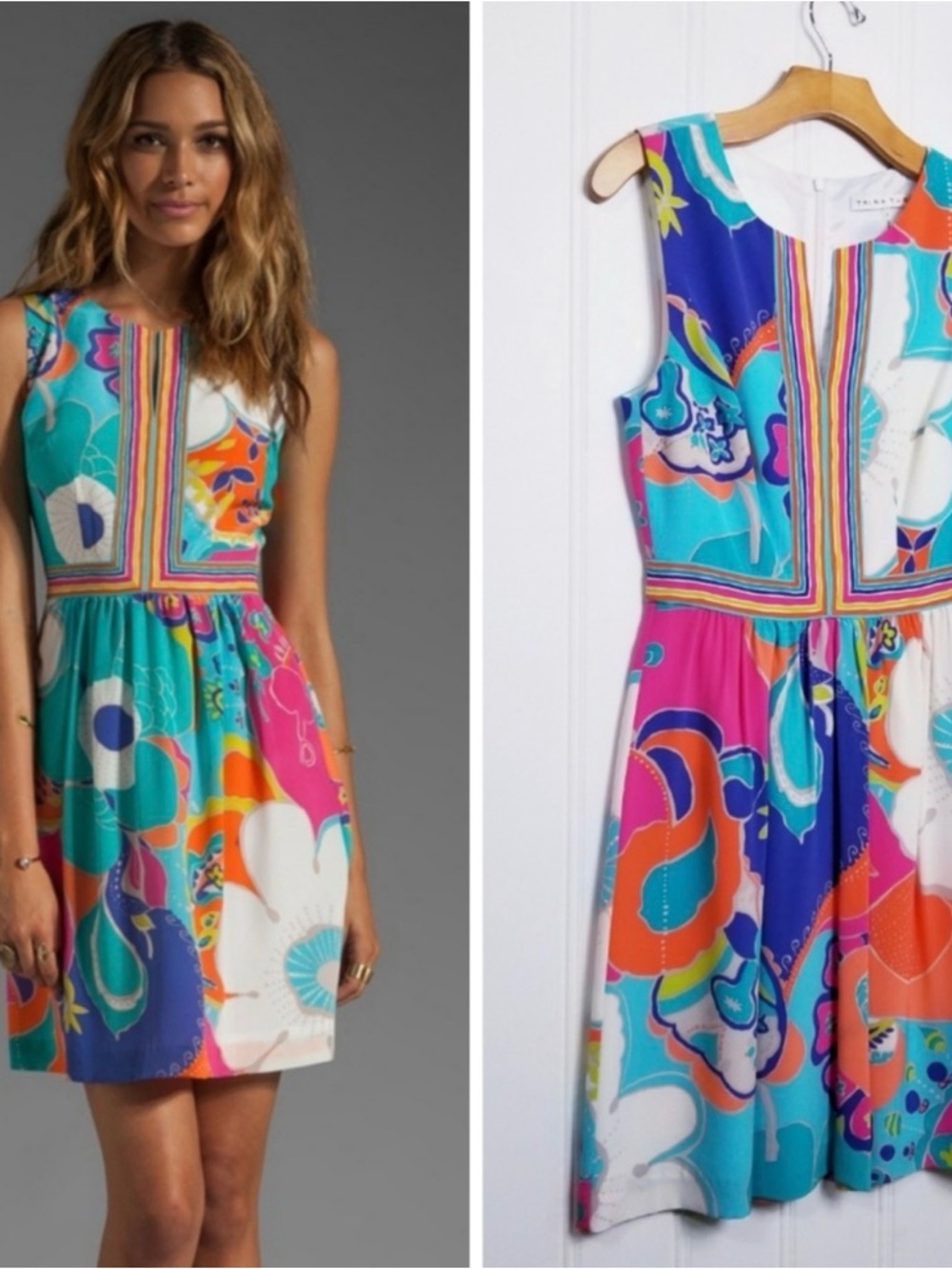 Trina Turk Crushes 100% Silk Floral Dress